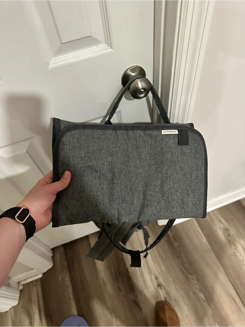 KeaBabies Gray Diaper Bag with Changing Pad